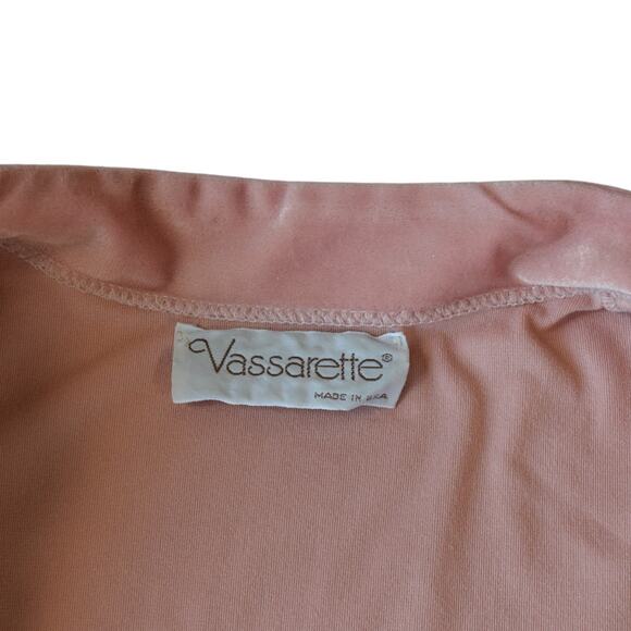 Vintage 80s Pastel Pink Velour House Dress Cozy Velvet Sleep Gown Size ML - Picture 3 of 7